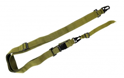 Ремень цв.зеленый два карабина эластичный