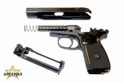 Пневматический пистолет МР-654К .газобал. с обнов.рук.(черная)